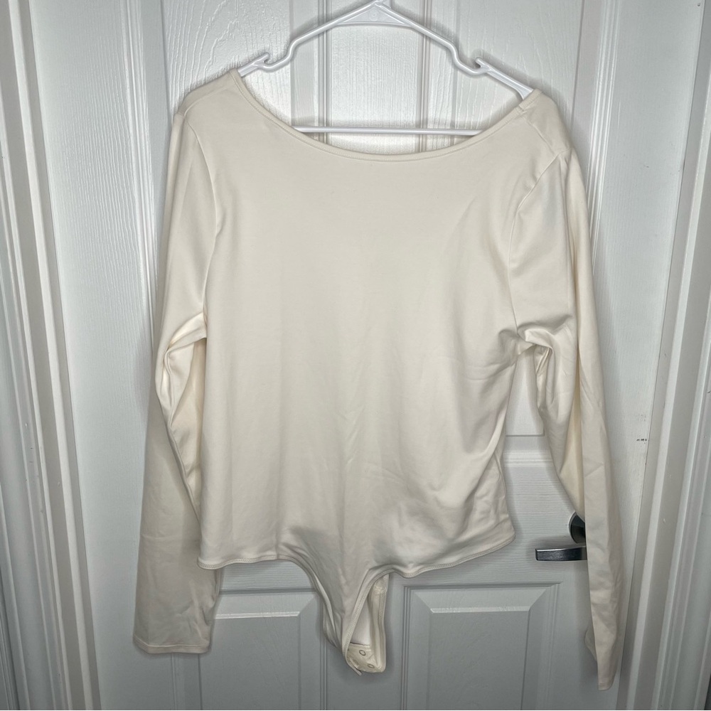 J. Crew Scoopback Bodysuit in Stretch Cotton Blend 2024 CD311 in Ivory XXL - Picture 2 of 12
